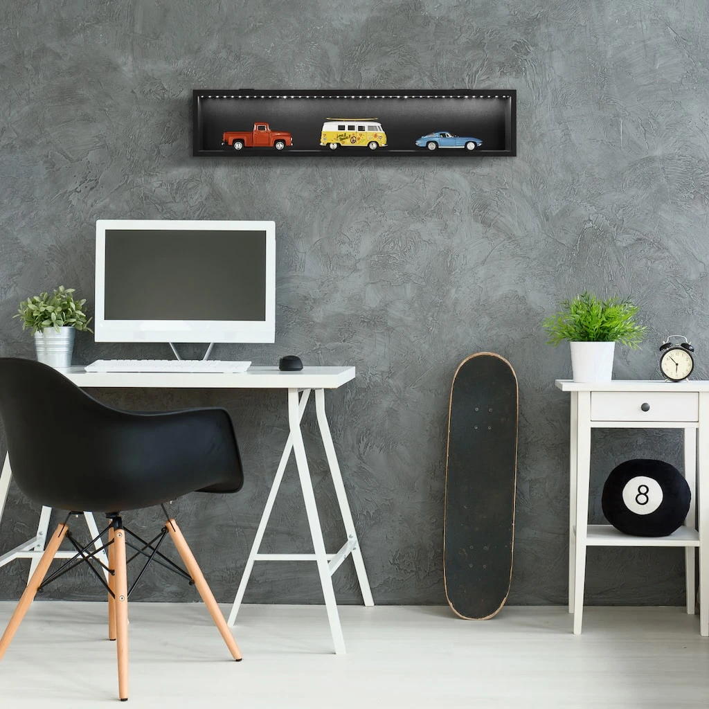 Cheapest π 6 Pack: Black Front Loading 28" x 5.8" LED Display Case with Glass Frame by Studio Décor® by Studio Decor π 2 Cheapest π 6 Pack: Black Front Loading 28" x 5.8" LED Display Case with Glass Frame by Studio Décor® by Studio Decor π - Image 2