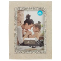 Best Sale 🔥 Beige with Gray & Silver Beaded 4" x 6" Frame, Expressions™ by Studio Décor® by Studio Decor 😍