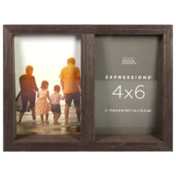 Outlet ⭐ 12 Pack: 2 Opening Walnut Angled 4" x 6" Collage Frame, Expressions™ by Studio Décor® by Studio Decor ✔️