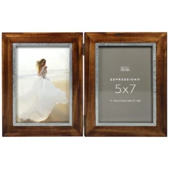 Discount ✔️ 12 Pack: 2 Opening Walnut & Silver 5" x 7" Hinged Frame, Expressions™ by Studio Décor® by Studio Decor 🌟