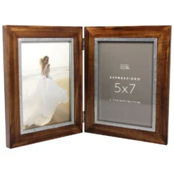 Promo 👏 2 Opening Walnut & Silver Hinged 5" x 7" Collage Frame, Expressions™ by Studio Décor® by Studio Decor 🛒 -The Decor Frame Sales Store 10625975 3