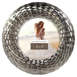 Buy ✔️ Silver Round Wicker Metal 4" x 4" Frame, Expressions™ by Studio Décor® by Studio Decor 🛒